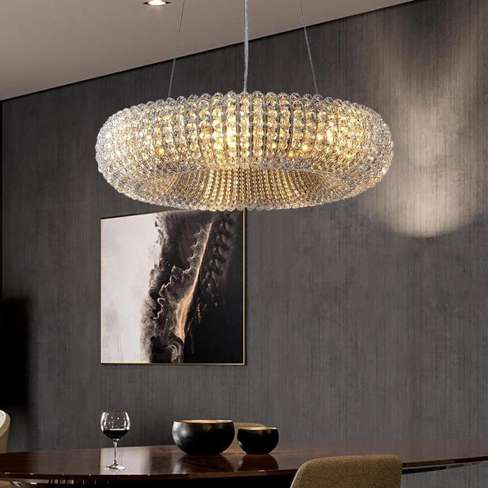 MIRODEMI® Crystal pendant modern round chandelier 20” / Warm light (3000K)
