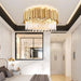 MIRODEMI® Savona | Elegant Round Gold Crystal Ceiling Chandelier 32” / Warm light (3000K) / Black