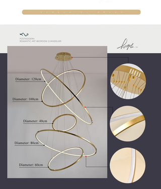 MIRODEMI® Large ring stainless steel light fixture for living room, hall, staircase, foyer, stairwell