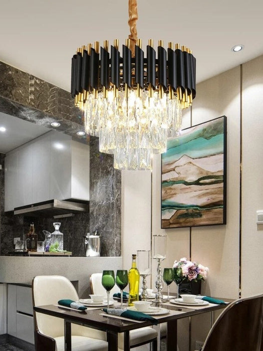 MIRODEMI® Luxury Black Crystal Led Hanging Chandelier For Living Room, Bedroom