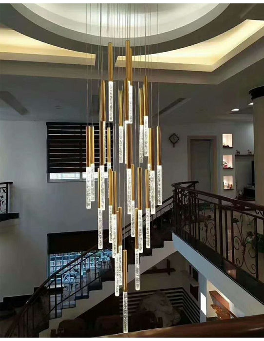 MIRODEMI® Long LED spiral chandelier for staircase, living room, stairwell image | luxury lighting | spiral chandeliers