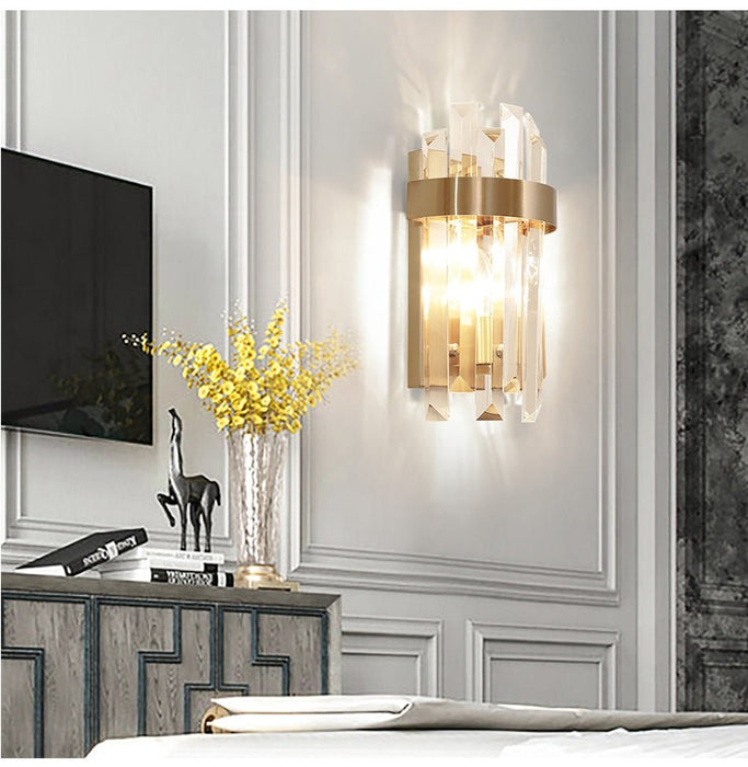 MIRODEMI® Bedroom Gold Crystal Wall Lamp 5.9*15''