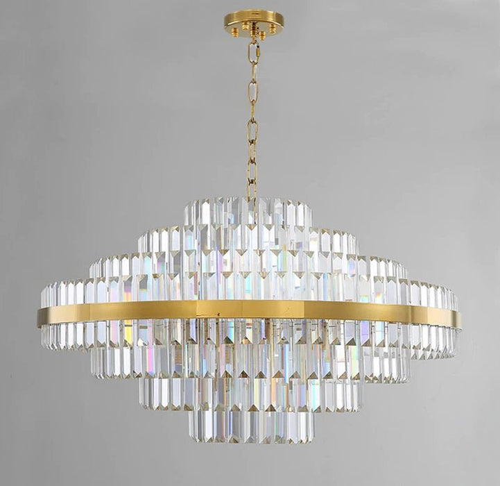 MIRODEMI® Large hanging crystal lamp for living room, master bedroom, dining room 23.6 / Warm Light 3000K