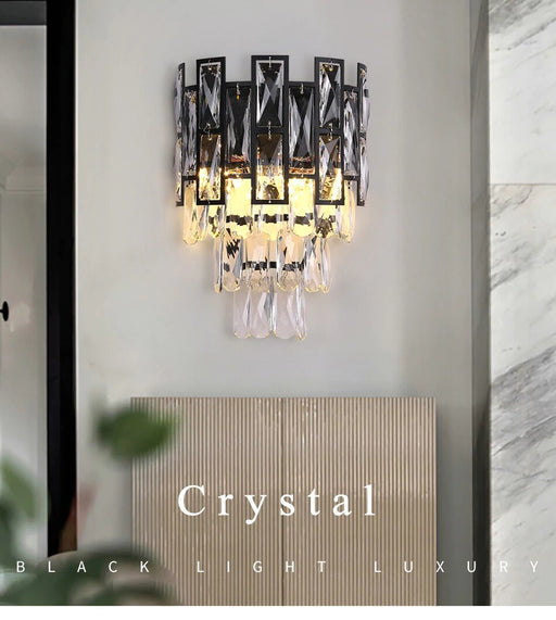 MIRODEMI® Black crystal wall lamp