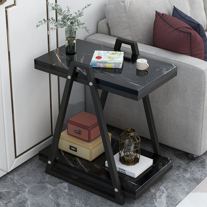 Double Side Coffee Table with Storage Made of Iron and Marble image | luxury furniture | unique coffee table | coffee table
