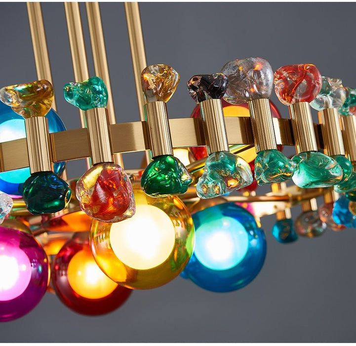 MIRODEMI® Modern drum colorful crystal LED Chandelier for living room, dining room image | luxury lighting | colorful lamps