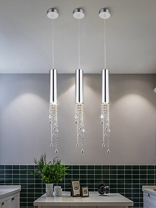 MIRODEMI® Hanging crystal light fixture for lobby, staircase, loft, lobby, stairwell 3 Lights / Chrome / Warm Light 3000K