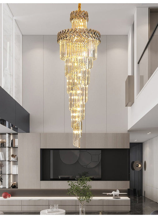 MIRODEMI® Crystal Cascade Chandelier for Staircase, Hall, Living Room, Stairwell
