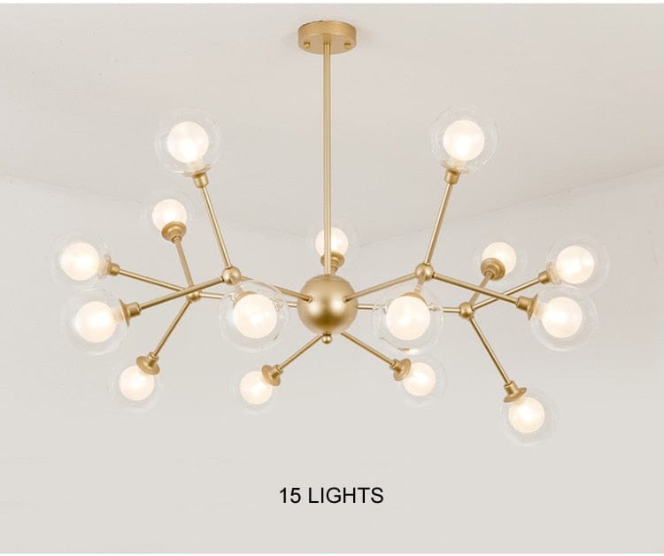 MIRODEMI® Glass Globe Shaped Chandelier with Molecular Fission Branches 15 Lights / Warm Light