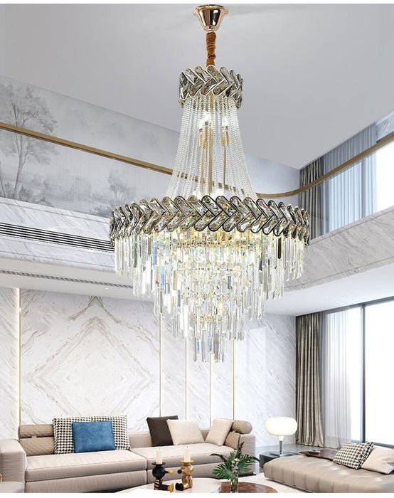 MIRODEMI® Large crystal lamp for staircase, lobby, living space, stairwell. Luxury loft chandelier image | luxury furniture