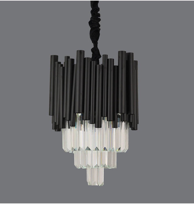 MIRODEMI® Modern black lighting for dining room, crystal hanging lamp for kitchen island