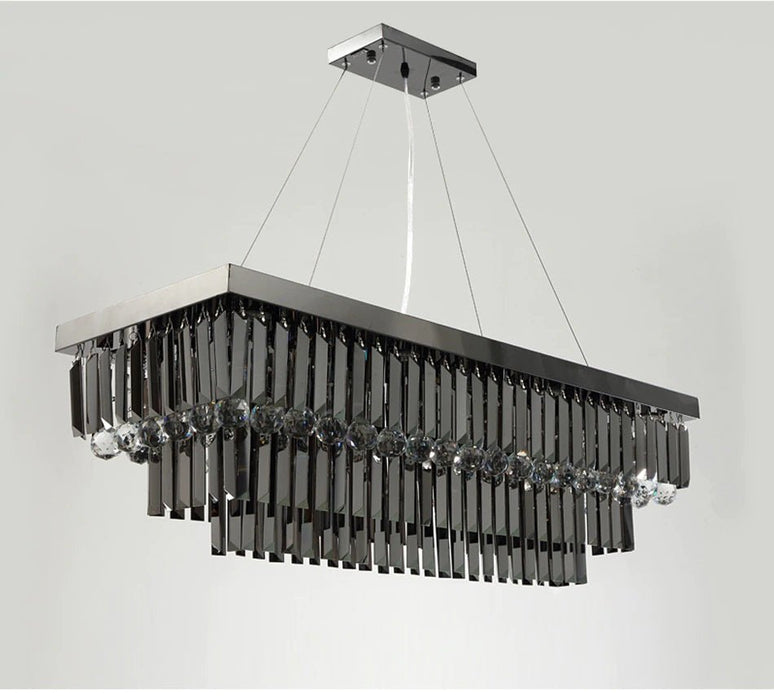 MIRODEMI® Black rectangle kitchen island chandelier. Lighting for dining room.
