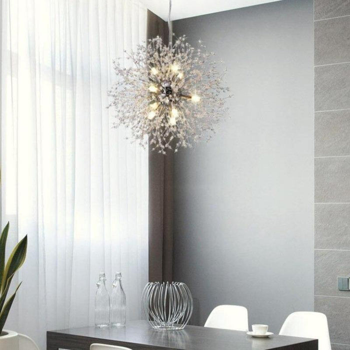 MIRODEMI® Piani Crixia | LED Dandelion-shaped Gold Crystal Chandelier 12-light chrome / Warm light (3000K)