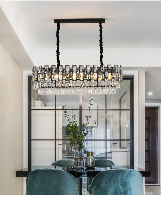 MIRODEMI® Modern rectangle black crystal chandelier for dining/living room