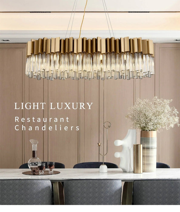 MIRODEMI® Modern crystal gold chandelier in rectangle form