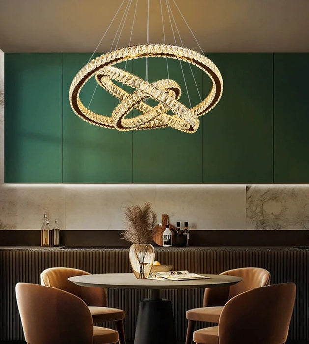MIRODEMI® Ring design gold/chrome crystal chandelier for living room, dining room, bedroom image | luxury lighting