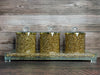 Three Gold Crushed Diamond Glass Canister Set on a Tray 5.5"H x 4"D