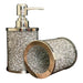 Silver Crushed Diamond Soap Dispenser and Toothbrush Holder with Tray