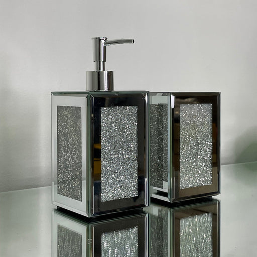 Silver Soap Dispenser and Toothbrush Holder in Gift Box