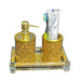 Gold Crushed Diamond Soap Dispenser and Toothbrush Holder with Tray