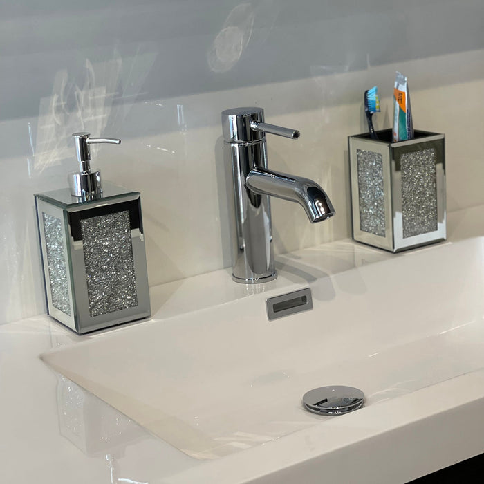 Silver Soap Dispenser and Toothbrush Holder in Gift Box