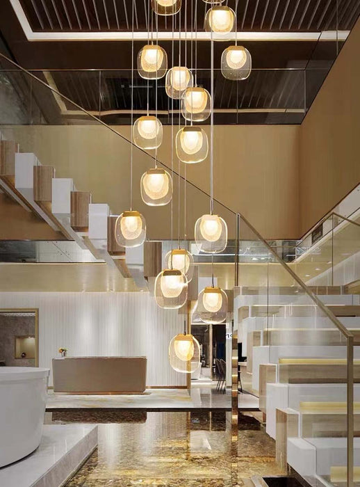 MIRODEMI® Creative LED chandelier for staircase, lobby, bedroom, stairwell 15 pendants (spiral) / Warm Light 3000K