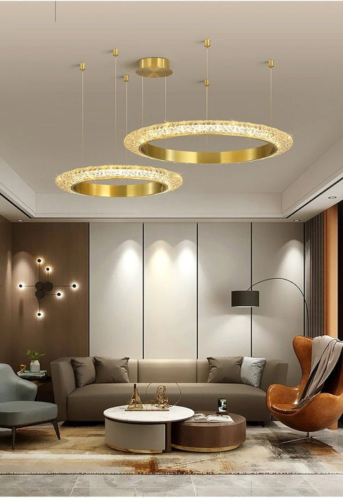 MIRODEMI® Gold/black ring led chandelier for living room, dining room, bedroom Gold / 31.5x23.6 / Warm Light
