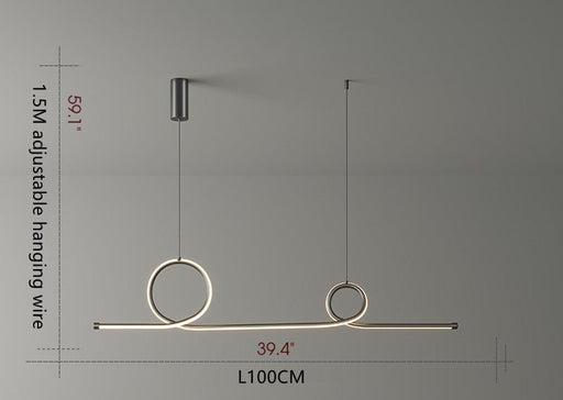 MIRODEMI® LED Pendant Lamp with a Long Strip in a Modern Style for Living Room Neutral Light / Black / L39.4" / L100.0cm