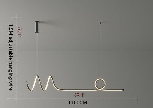 MIRODEMI® LED Pendant Lamp with a Long Strip in a Nordic Style for Living Room Neutral Light / Black / L39.4" / L100.0cm