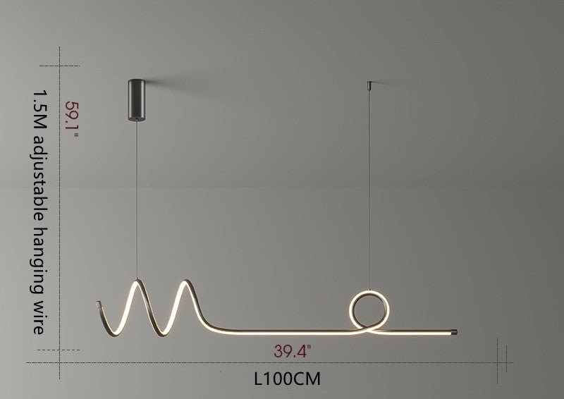 MIRODEMI® LED Pendant Lamp with a Long Strip in a Nordic Style for Living Room Neutral Light / Black / L39.4" / L100.0cm