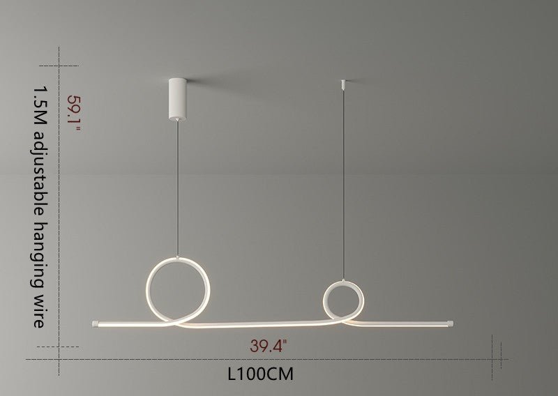 MIRODEMI® LED Pendant Lamp with a Long Strip in a Modern Style for Living Room Neutral Light / White / L39.4" / L100.0cm