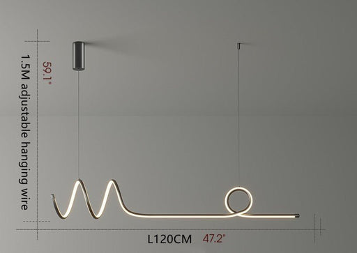 MIRODEMI® LED Pendant Lamp with a Long Strip in a Nordic Style for Living Room Neutral Light / Black / L47.2" / L120.0cm