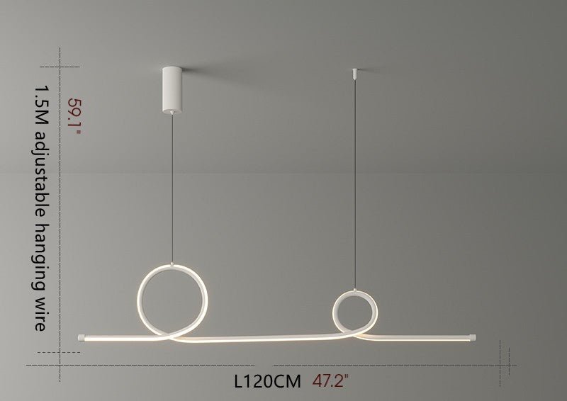MIRODEMI® LED Pendant Lamp with a Long Strip in a Modern Style for Living Room Neutral Light / White / L47.2" / L120.0cm