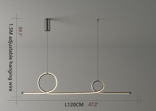 MIRODEMI® LED Pendant Lamp with a Long Strip in a Modern Style for Living Room Neutral Light / Black / L47.2" / L120.0cm