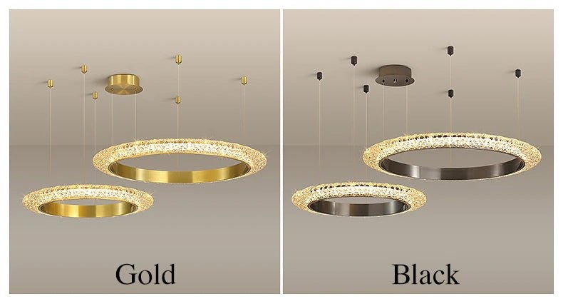 MIRODEMI® Gold/black ring led chandelier for living room, dining room, bedroom