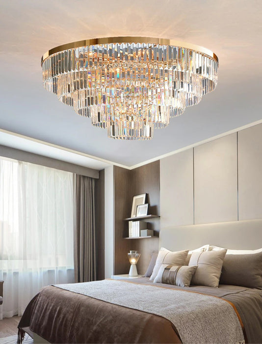 MIRODEMI® Contemporary gold crystal ceiling chandelier for living room, bedroom 4 Layers / Warm Light / Dimmable