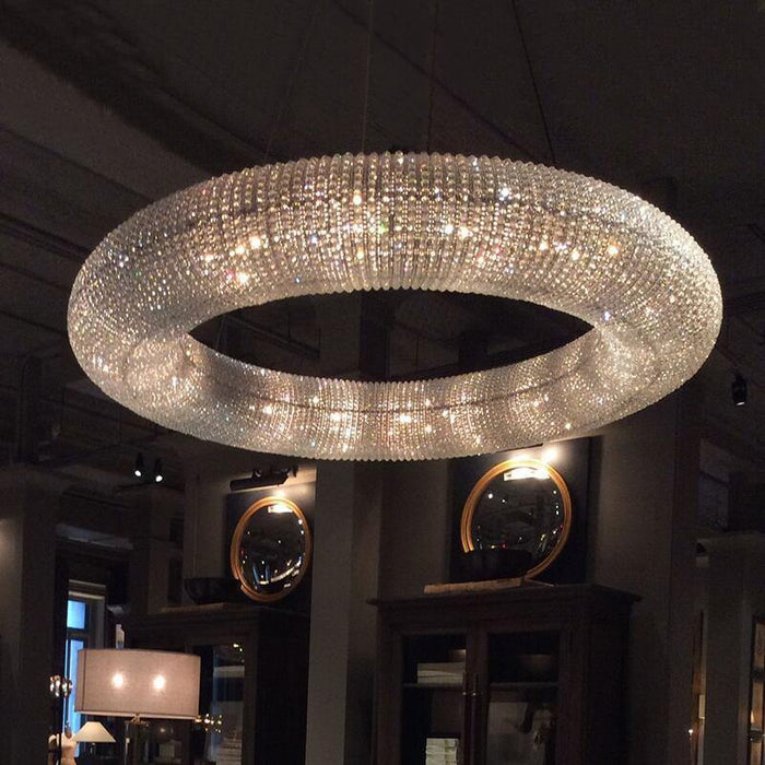 MIRODEMI® Crystal pendant modern round chandelier 24” / Warm light (3000K)