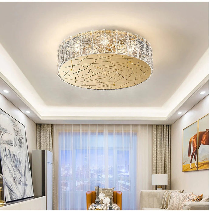 MIRODEMI® Round gold crystal ceiling chandelier for living room, dining room, bedroom