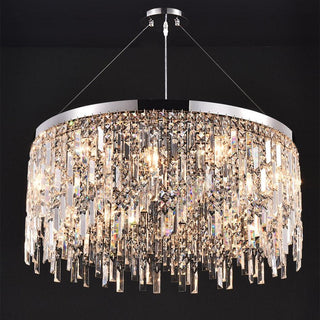 MIRODEMI® Modern Drum LED Silver Crystal Chandelier For Living Room For Dinning Room For Bedroom | Luxury Lighting | Luxury Chandeliers