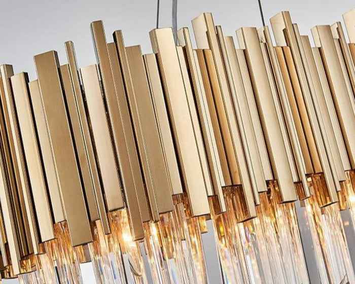 MIRODEMI® Rectangle gold modern chandelier for dining room