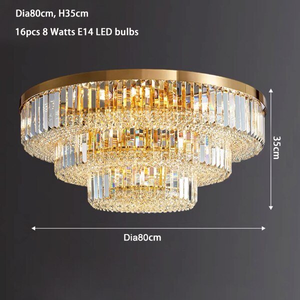 MIRODEMI® Contemporary crystal ceiling chandelier for living room, dining room, bedroom 39.4'' / Warm Light / Dimmable