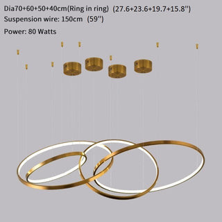 MIRODEMI® Large ring stainless steel light fixture for living room, hall, staircase, foyer, stairwell Gold / 27.6*23.6*19.7*15.8 / Warm Light - Dimmable