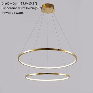 MIRODEMI® Large ring stainless steel light fixture for living room, hall, staircase, foyer, stairwell Gold / 23.6*15.8 / Warm Light - Dimmable