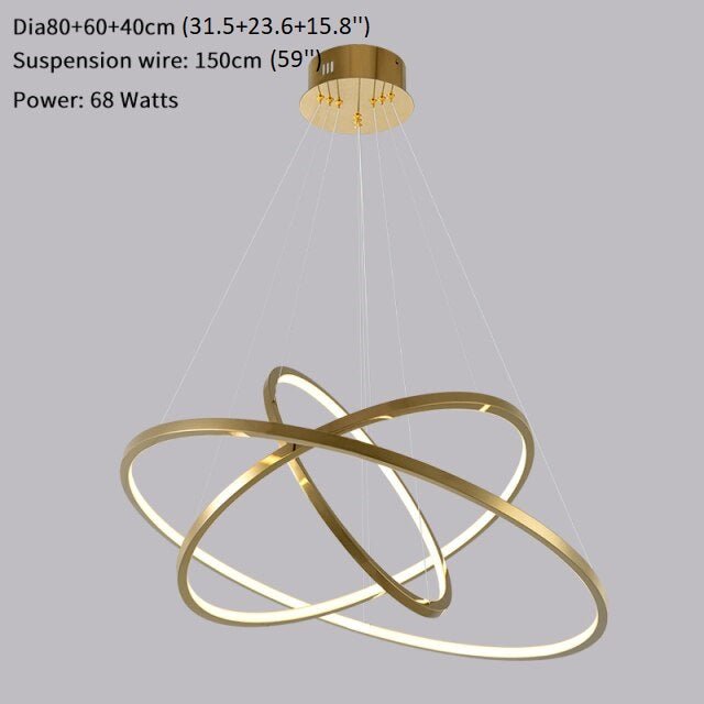 MIRODEMI® Large ring stainless steel light fixture for living room, hall, staircase, foyer, stairwell Gold / 31.5*23.6*15.8 / Warm Light - Dimmable