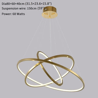 MIRODEMI® Large ring stainless steel light fixture for living room, hall, staircase, foyer, stairwell Gold / 31.5*23.6*15.8 / Warm Light - Dimmable