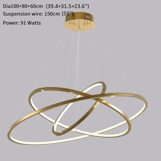 MIRODEMI® Large ring stainless steel light fixture for living room, hall, staircase, foyer, stairwell Gold / 39.4*31.5*23.6 / Warm Light - Dimmable