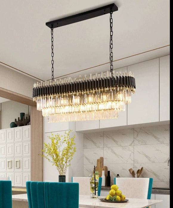 MIRODEMI® Black crystal ceiling chandelier for living room, dining room, bedroom 31.5'' / Warm Light / Dimmable