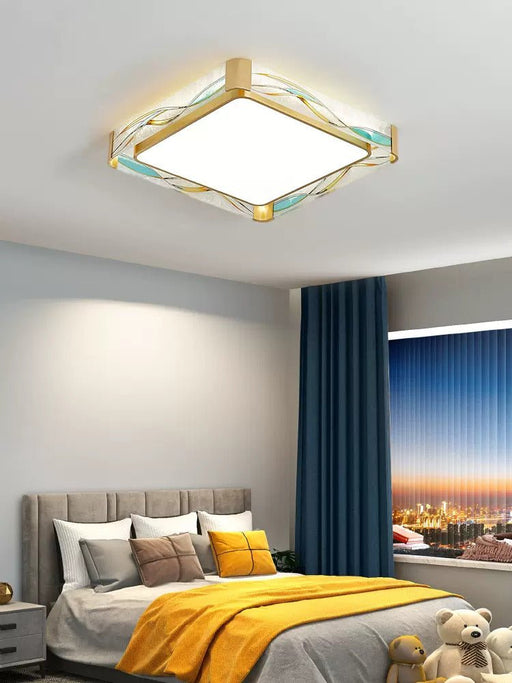 MIRODEMI® Square LED Сopper Ceiling Lamp for Living room, Bedroom image | luxury lighting | square ceiling lamps | home decor