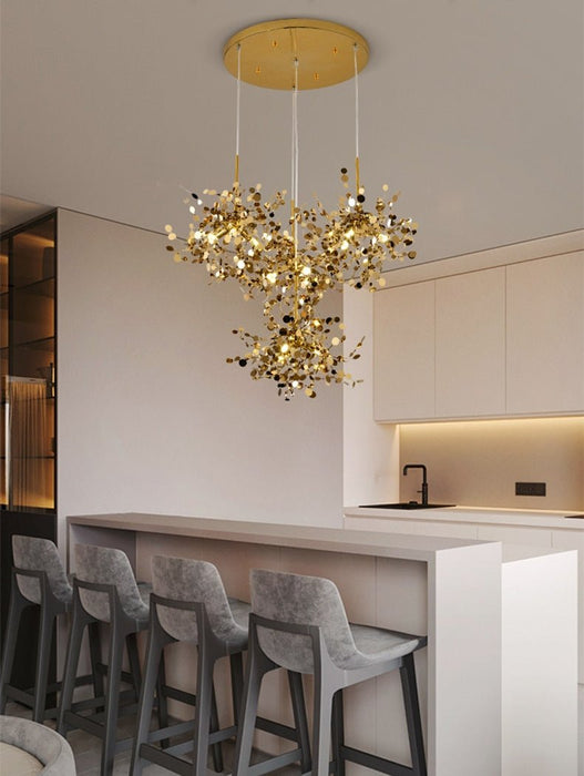 MIRODEMI® LED Chandelier in a Nordic Style of Stainless Steel for Dining Room Cool Light / Golden / 4 Heads