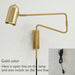 MIRODEMI® Black/Gold Industrial Adjustable Long-Arm Retractable Wall Sconce With Switch Gold / With Open Line